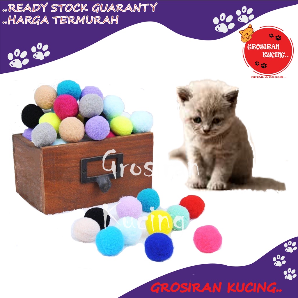 Mainan Kucing Bola Tanpa Krincing Mini Cat Dog Toys -5 Pcs Bola Kain