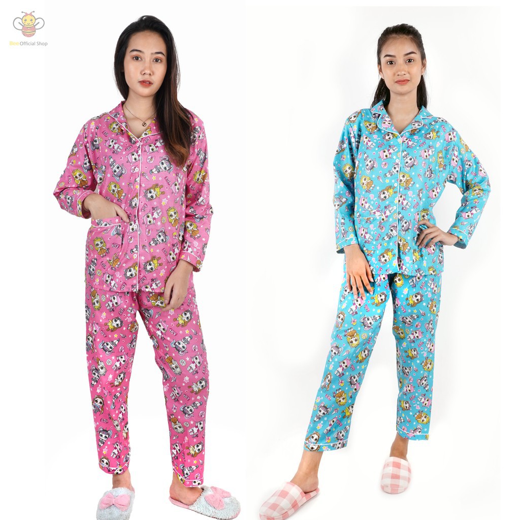 BEE - Piyama Dewasa PP Karakter / Baju Tidur Wanita Lengan Panjang Hongru PP