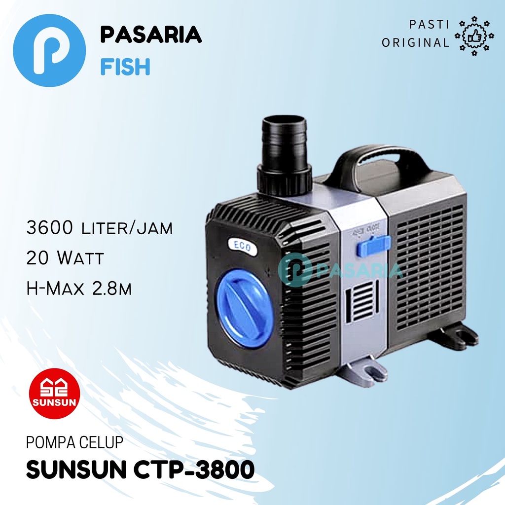 SUNSUN CTP3800/CTP 3800 Liter per Jam 20w/20 watt Pompa Celup Aquarium/Kolam Rendah/Hemat Daya