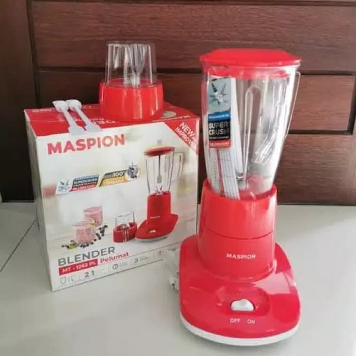 MASPION Blender Kaca 1 Liter With Dry Mill - 2in1 2 Tabung MT 1262 GL - Garansi Resmi 1 Tahun