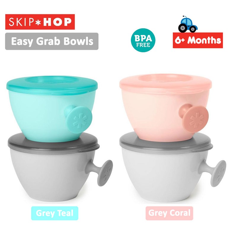 Skip Hop Easy Grab Bowls Mangkok Bayi - Grey Teal / Grey Coral