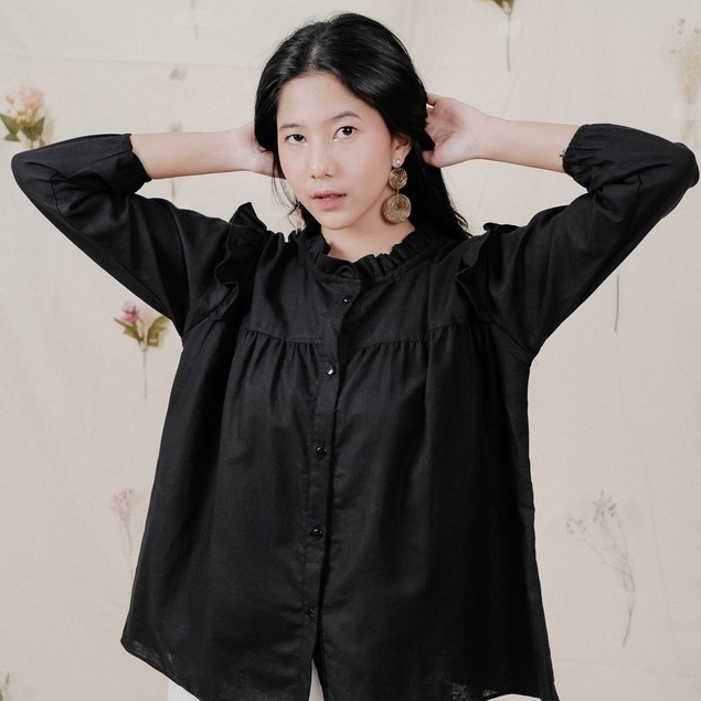 Sazkia Linen Shirt / Atasan Kemeja Wanita-3