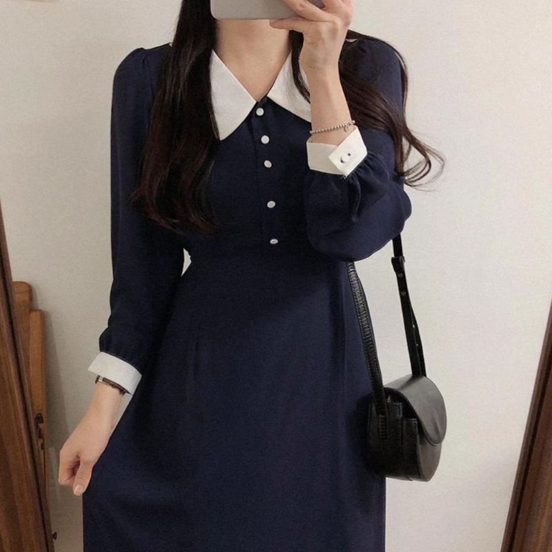 Dress NABILA Korean Style - Dress Wanita Korea Style Dress Muslim Cerutty Terbaru - Dres Pesta Kondangan