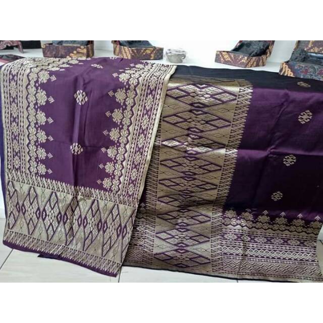 Kain Songket Tenun Silungkang Warna Ungu