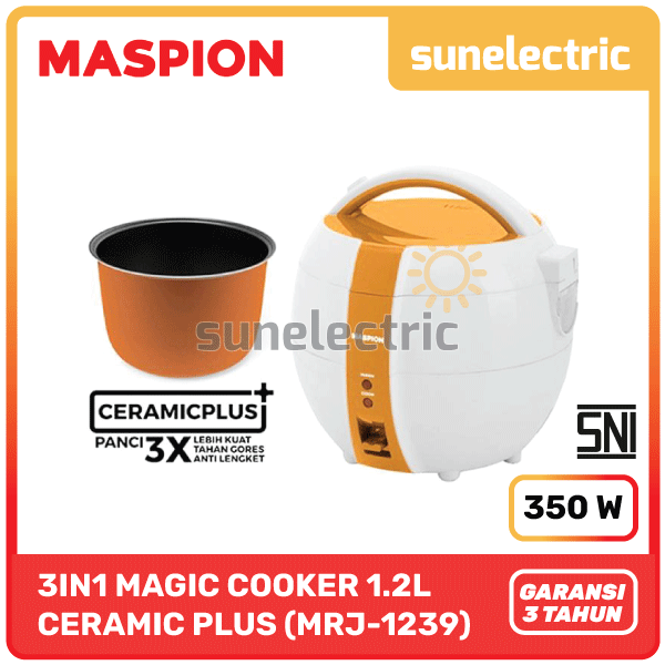 Maspion MSP MRJ-1239 CP Rice Com / Magic Cooker Ceramic Plus 3in1 Kapasitas 1.2 Liter MRJ 1239 / MRJ