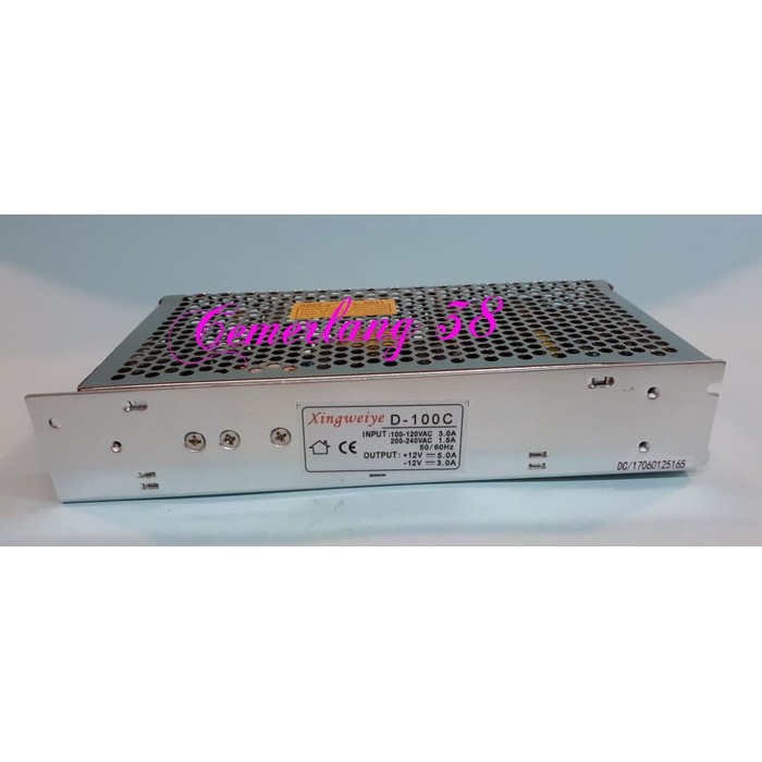 D100C +12V 5A -12V 3A Double / Dual Output Switching Power Supply