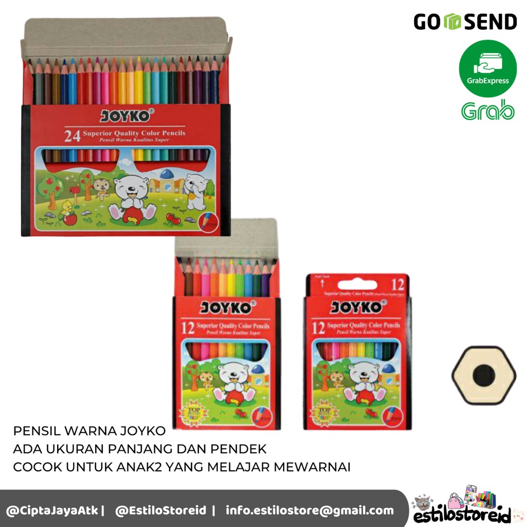 

Pensil warna Joyko / Pensil warna isi 12 dan 24 warna / joyko pensil warna