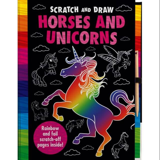 

Scratch and Draw Horses and Unicorns - Rainbow and Foil Scratch-off Pages Inside!