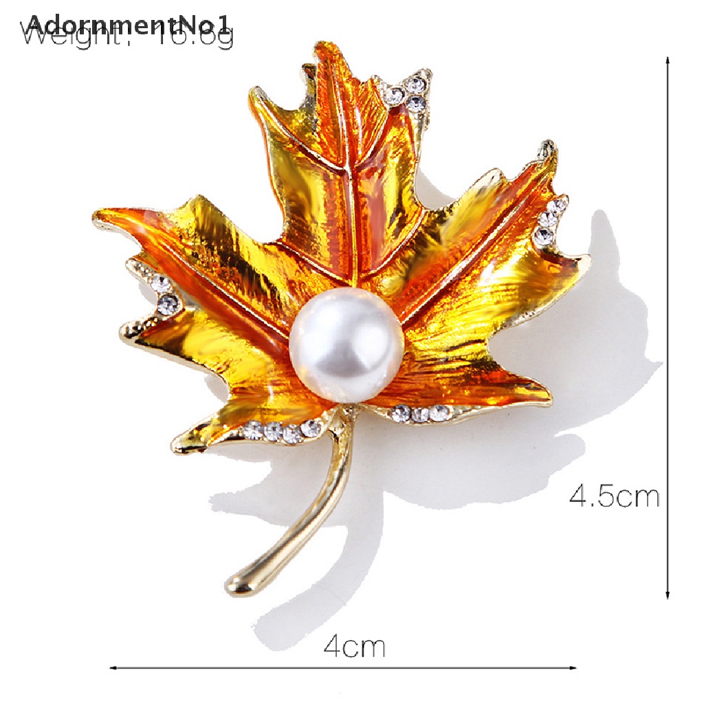 (AdornmentNo1) Bros Pin Desain Daun Maple Hias Mutiara Aksesoris Wanita