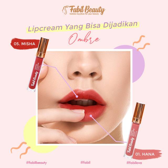 HEMAT !! Paket Ombre Hana + Misha || Lipcream Fabil Beauty || Lipmatte || Lipstik || Ombrelip | BPOM