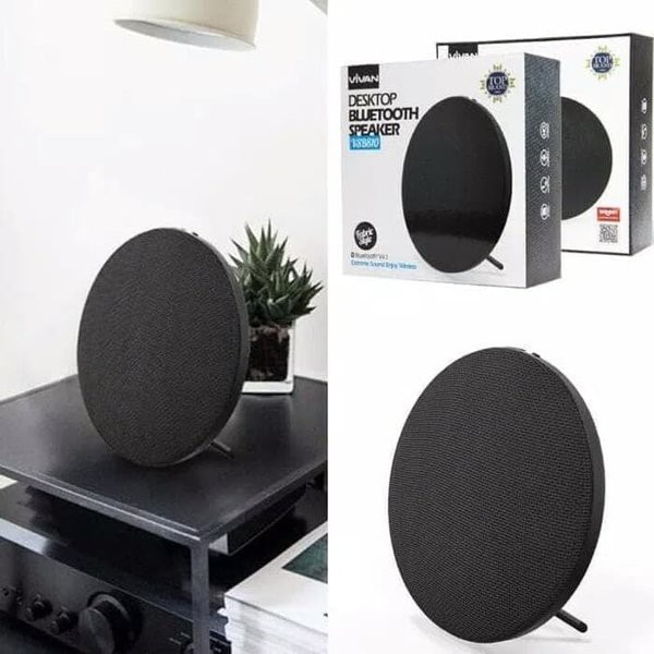 Hot Sale Vivan VSB810 Bluetooth V4.1 Fashionable Linen Mesh Round Speaker Black Murah