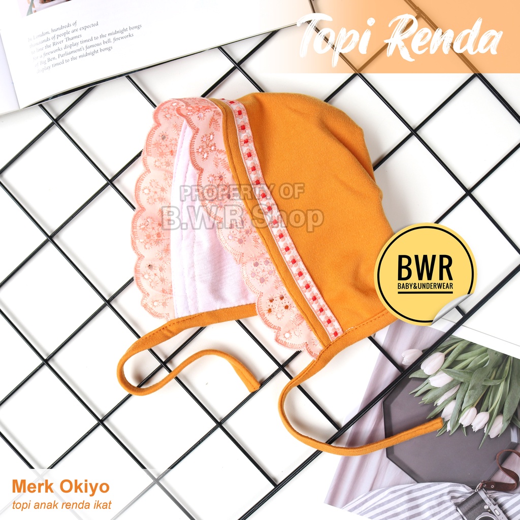 Topi Bayi Perempuan Lucu RENDA IKAT / Topi Anak Bayi Okiyo Motif Renda | Bwr-2