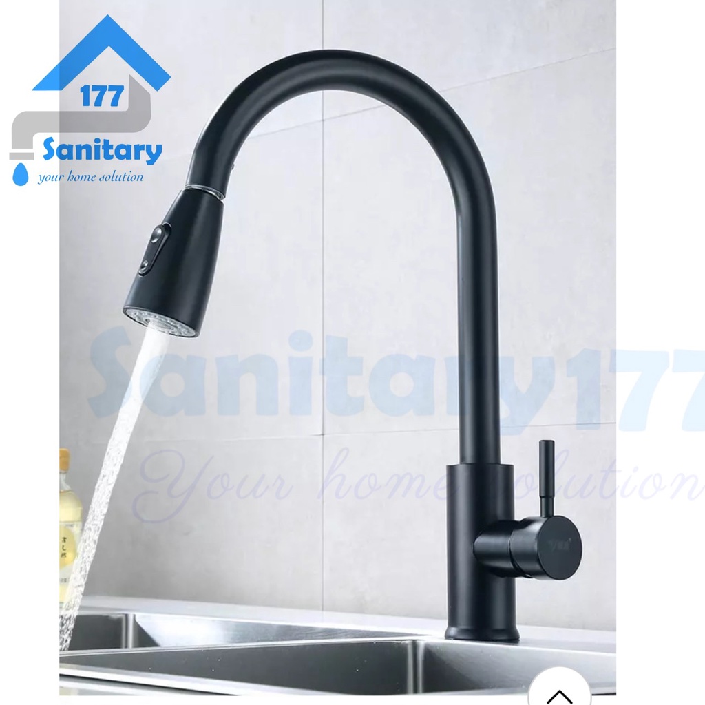 Kran Sink TARIK stainless 304 Meja minimalis HITAM 17BL- Keran Air dapur fleksibel BAK cuci piring wastafel /G27