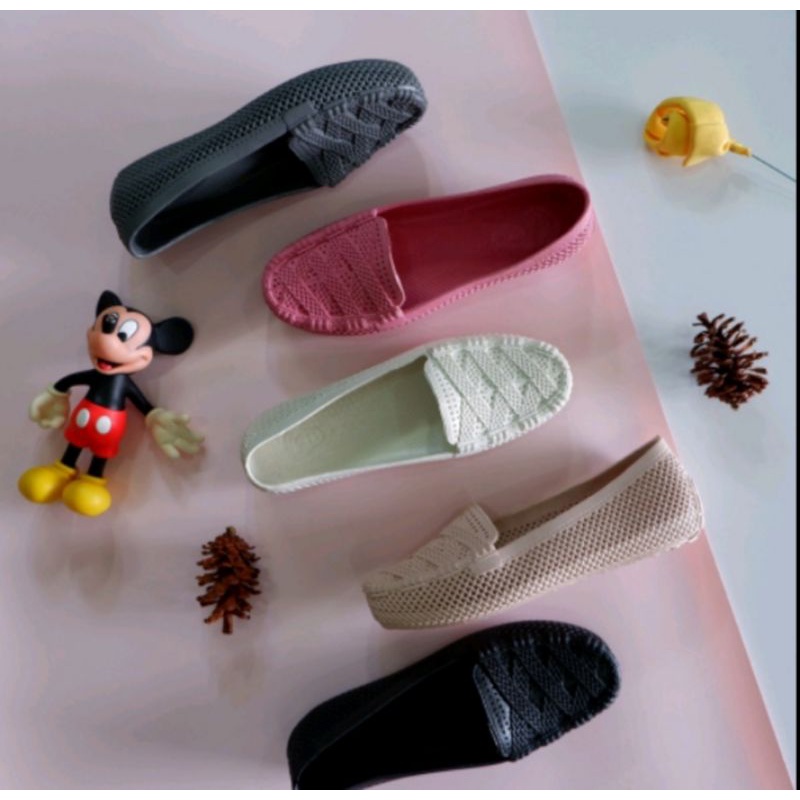 QQ1415, Flat Shoes Wanita, bahan karet PVC