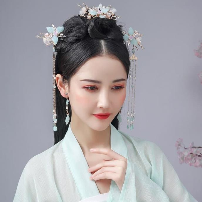 Set Hairpiece Tusuk Konde Tradisional Pengantin Cina Aksesoris Rambut