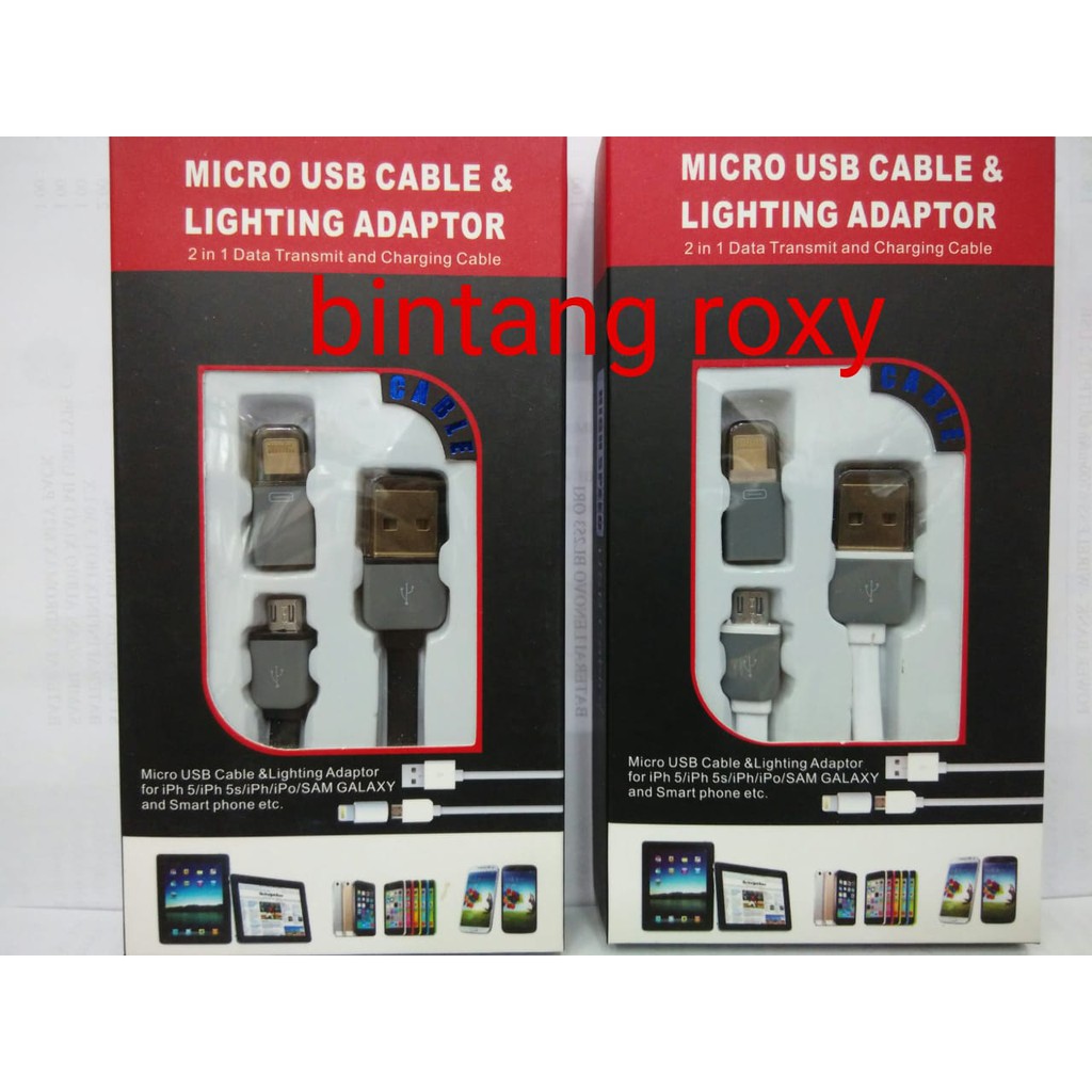 Cable Data 2in1 Kabel Data 2 In 1 Micro Lightning 1m