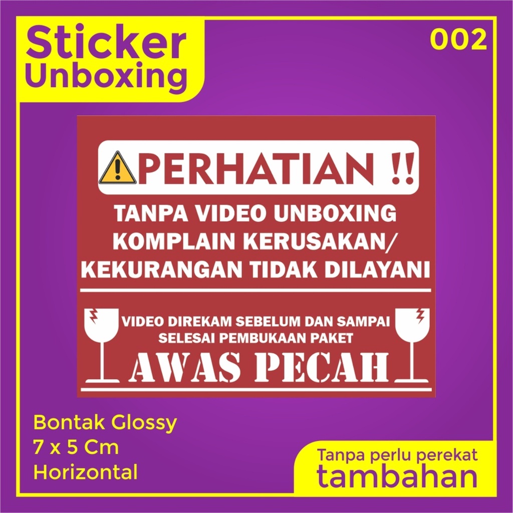 Stiker Video Unboxing / Stiker Unboxing / Sticker Fragile / Stiker Label Pengiriman-002