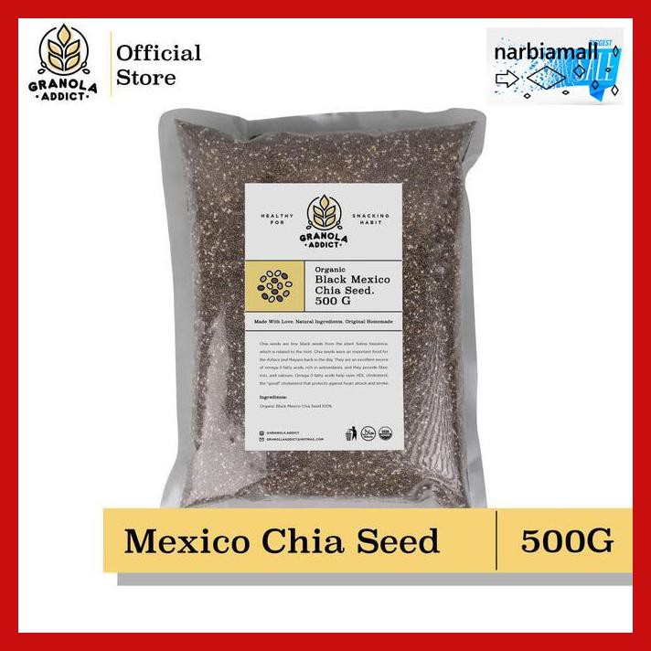 

U8Tyuj7- Black Chia Seed Mexico Organic / Organik 500G - Granola Addict Ingredi E4Wr46-