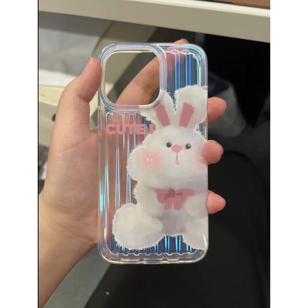 Hologram Bunny Softcase Cute Lucu for iphone 7/8+ XS XS Max XR 11 Pro Max 12 Pro Max