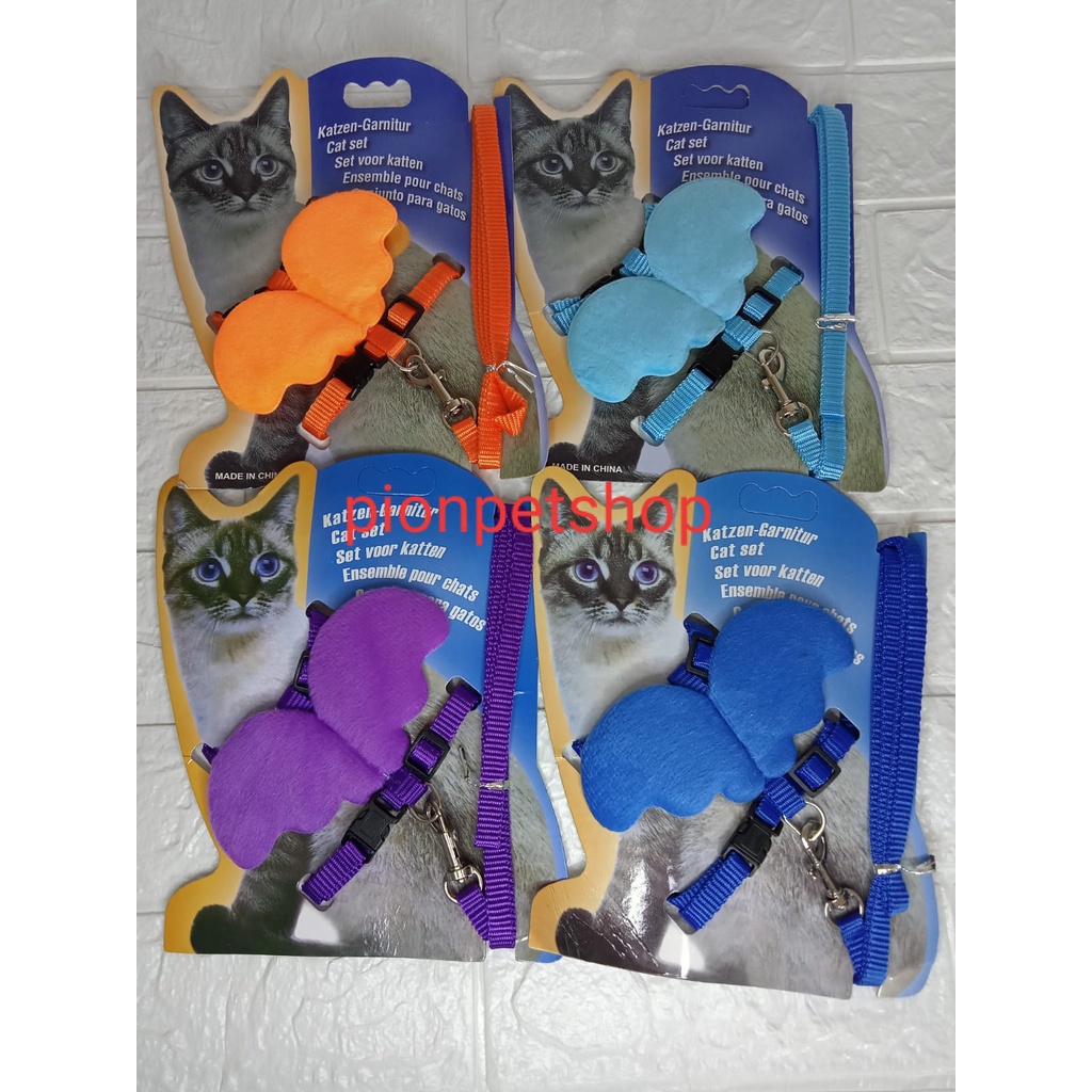 Pet Wing Harness&amp;LeashKit Come With Card/Tali Harness sayap untuk Kucing dan Anjing