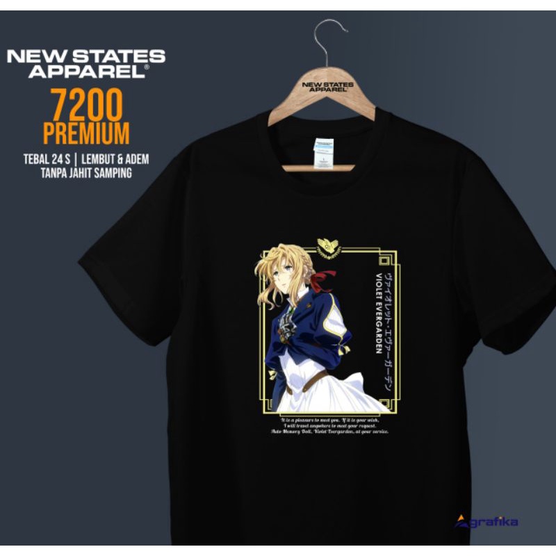 Kaos Distro - Violet Evergarden - New States Apparel Premium Cotton T-shirt 7200 - Cotton Combed Pre