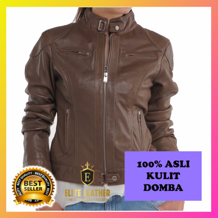 PRE ORDER JAKET KULIT DOMBA WANITA CEWEK ORIGINAL TERMURAH JAKET WANIT EL361