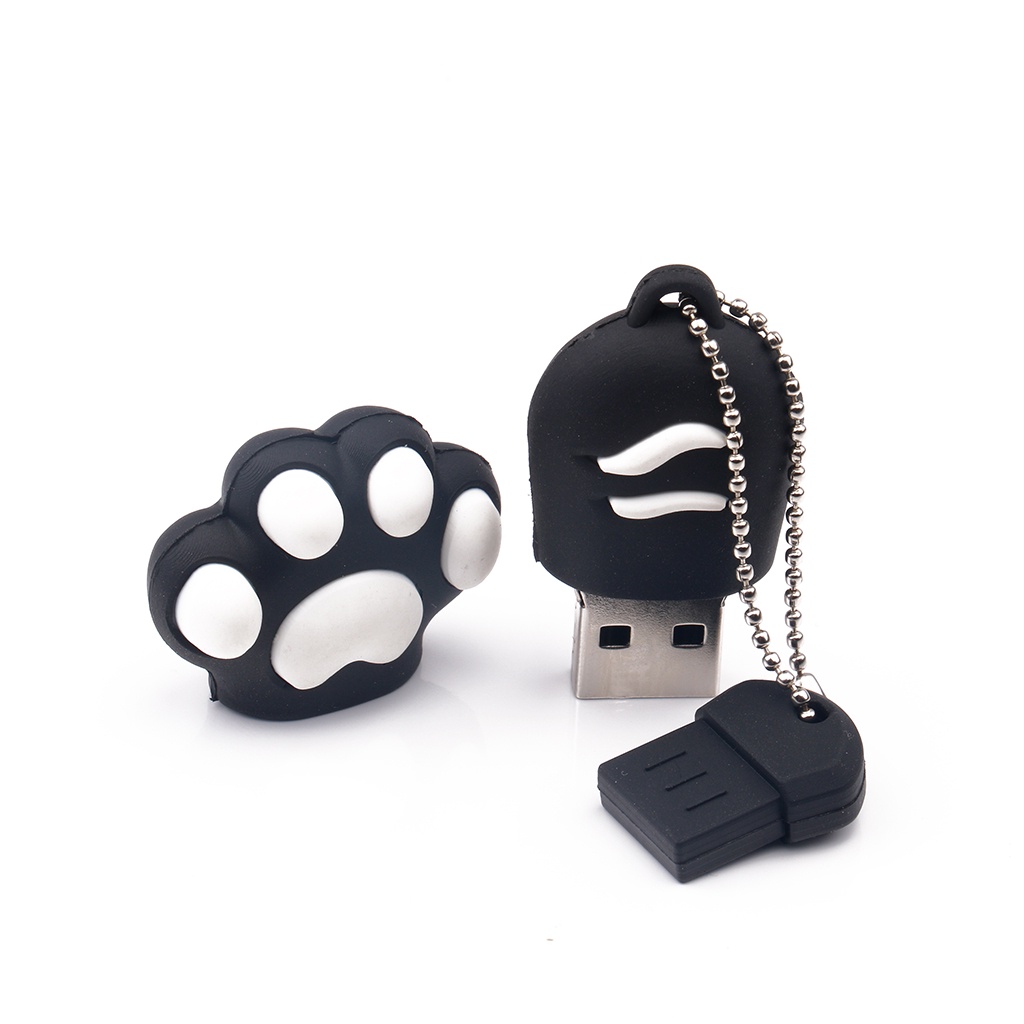 Flash Disk USB 4GB / 8GB / 16GB / 32GB / 64GB / 128GB Bentuk Telapak Kaki Kucing Bahan Silica gel