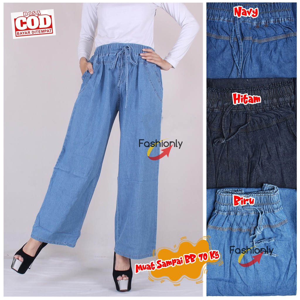 Kulot Panjang Jeans Denim Wanita Premium Ukuran Standart Kulot Panjang Jeans Denim Wanita Premium Ukuran Standart
