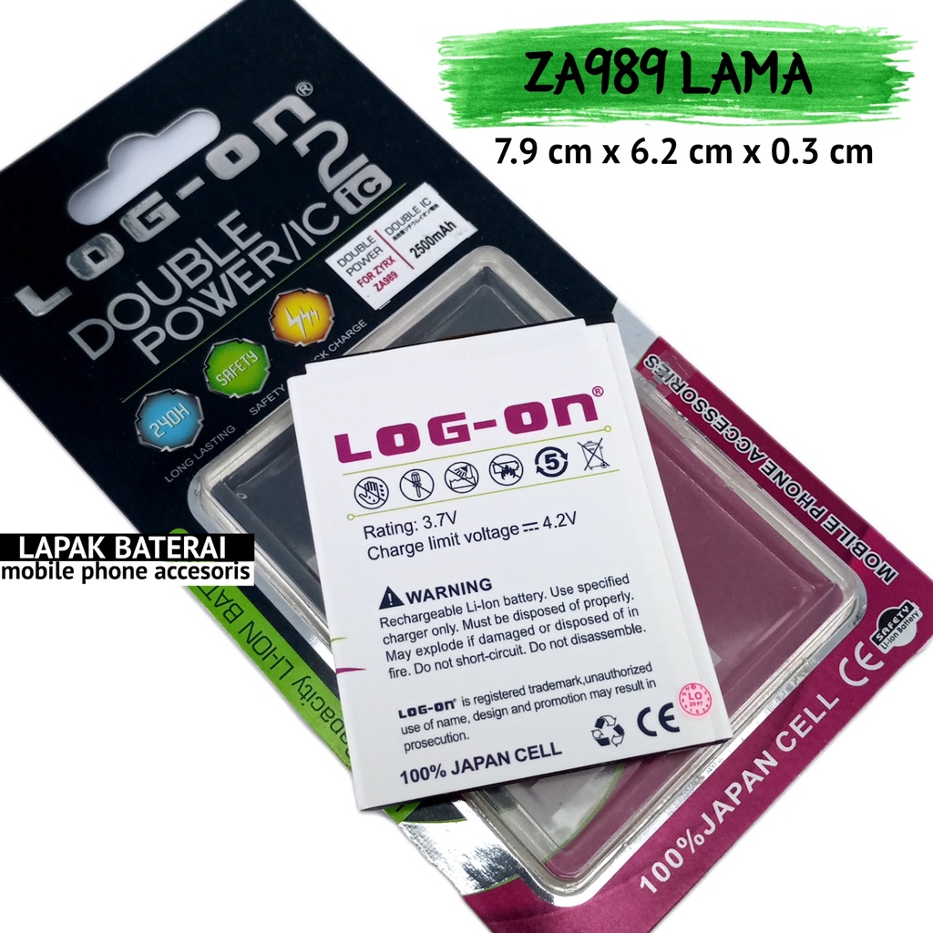 LOG - ON Baterai Zyrex ZA989 Lama Double IC Protection