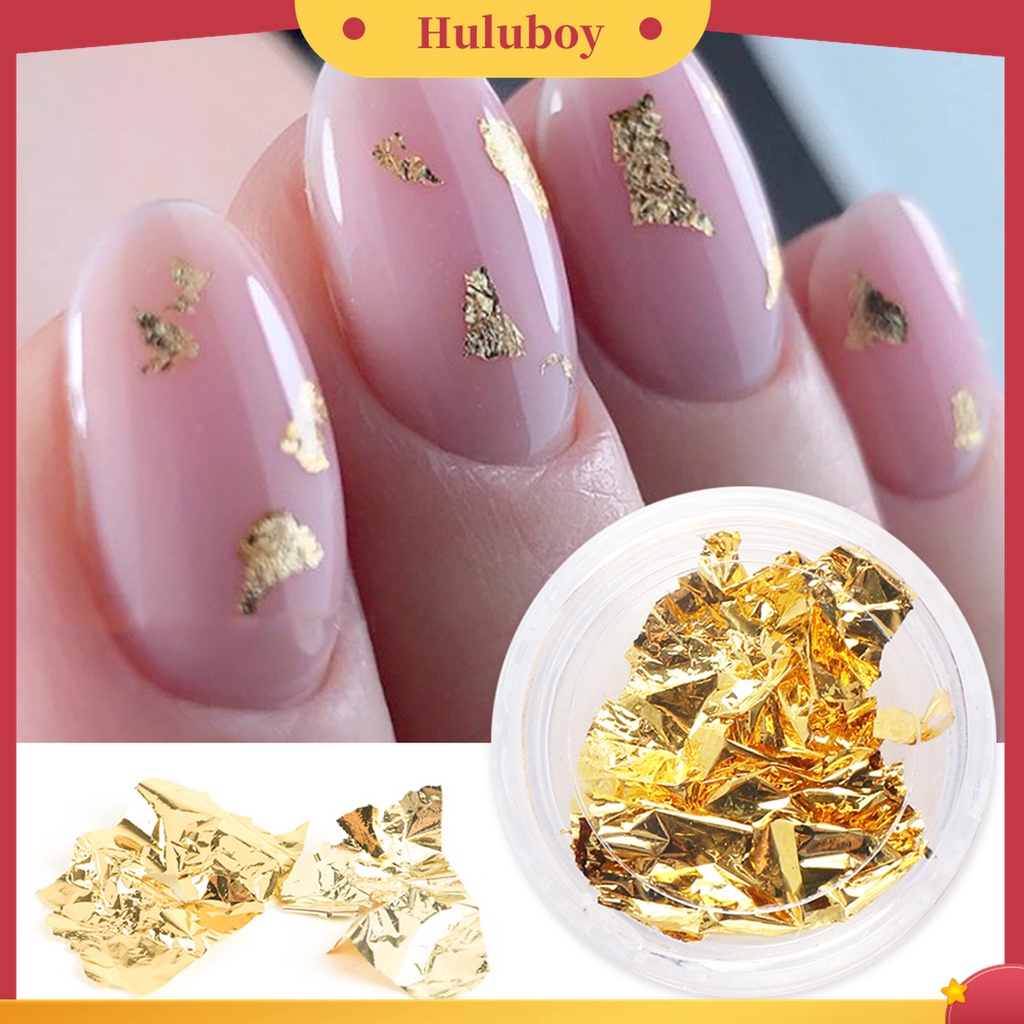 Huluboy Huluboy♡ Stiker Nail Art Ultra Tipis Warna Emas / Silver Untuk Dekorasi Manicure DIY