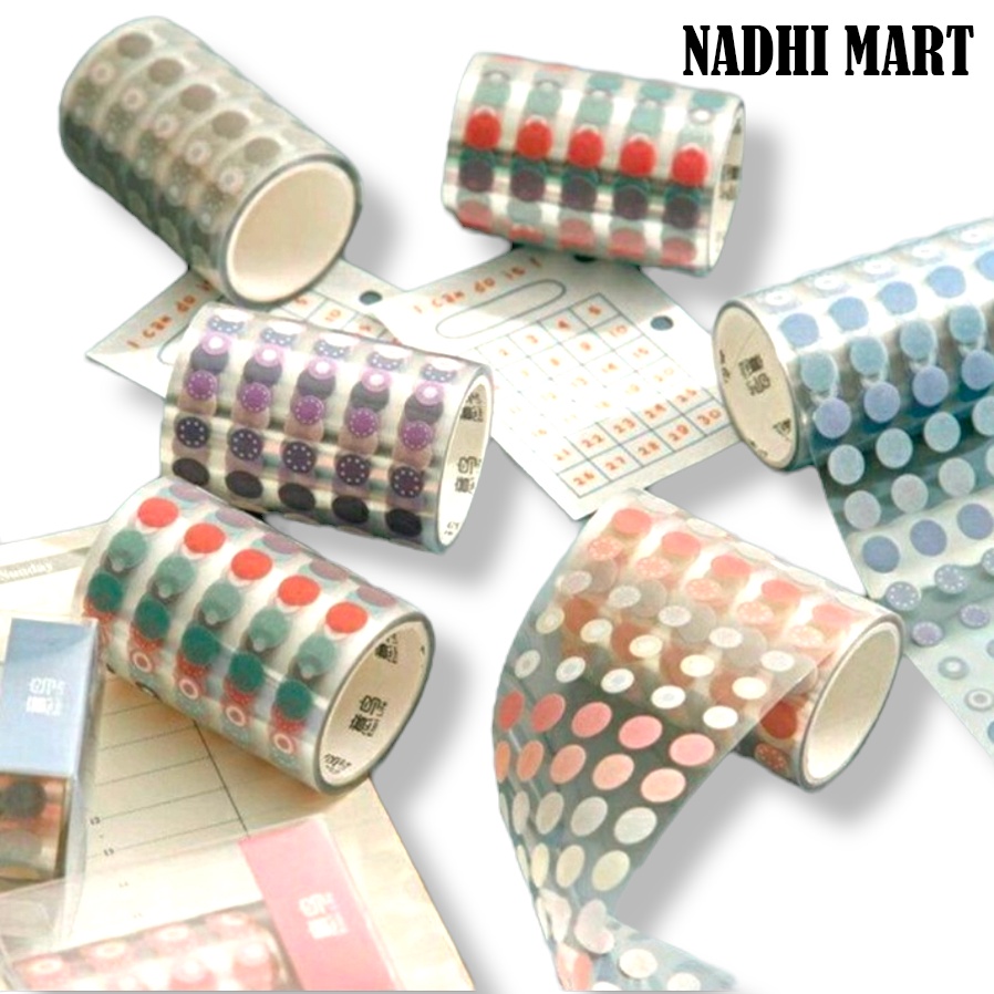 

STIKER ROLL AESTHETIC / DOT WASHI STICKER / STIKER / STIKER DOT WARNA MINI 50 / DOT WASHI TAPE / DOT STICKER / STIKER BULAT KECIL / COLORFUL DOT MARKERS ROLL STIKER