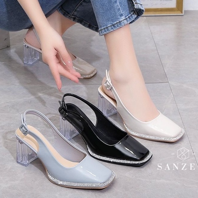 Sepatu Heels Wanita GO712 Chunky heels Import