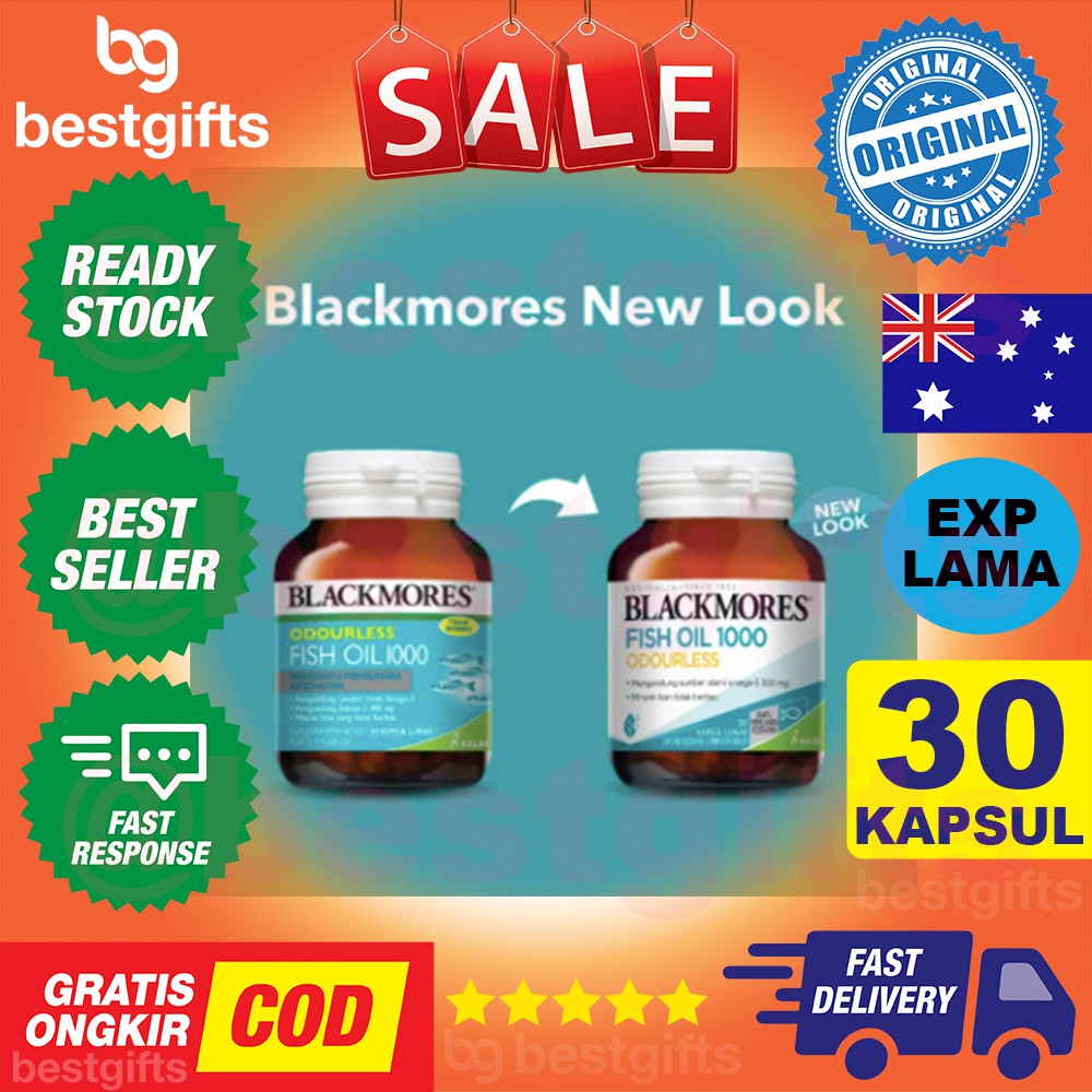 BLACKMORES ODOURLESS FISH SALMON OIL OMEGA 3 1000MG 1000 MG KALBE - 30 KAPSUL