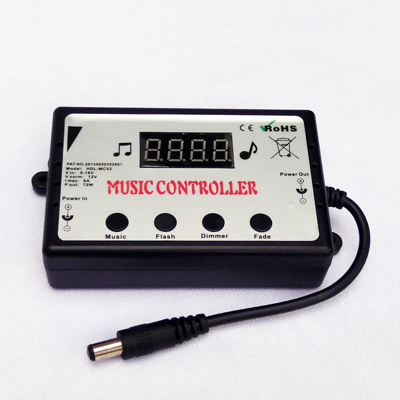 LED LAMP MUSIC CONTROLLER 12V DC PENGATUR LAMPU LED SENSOR MUSIK DISKO