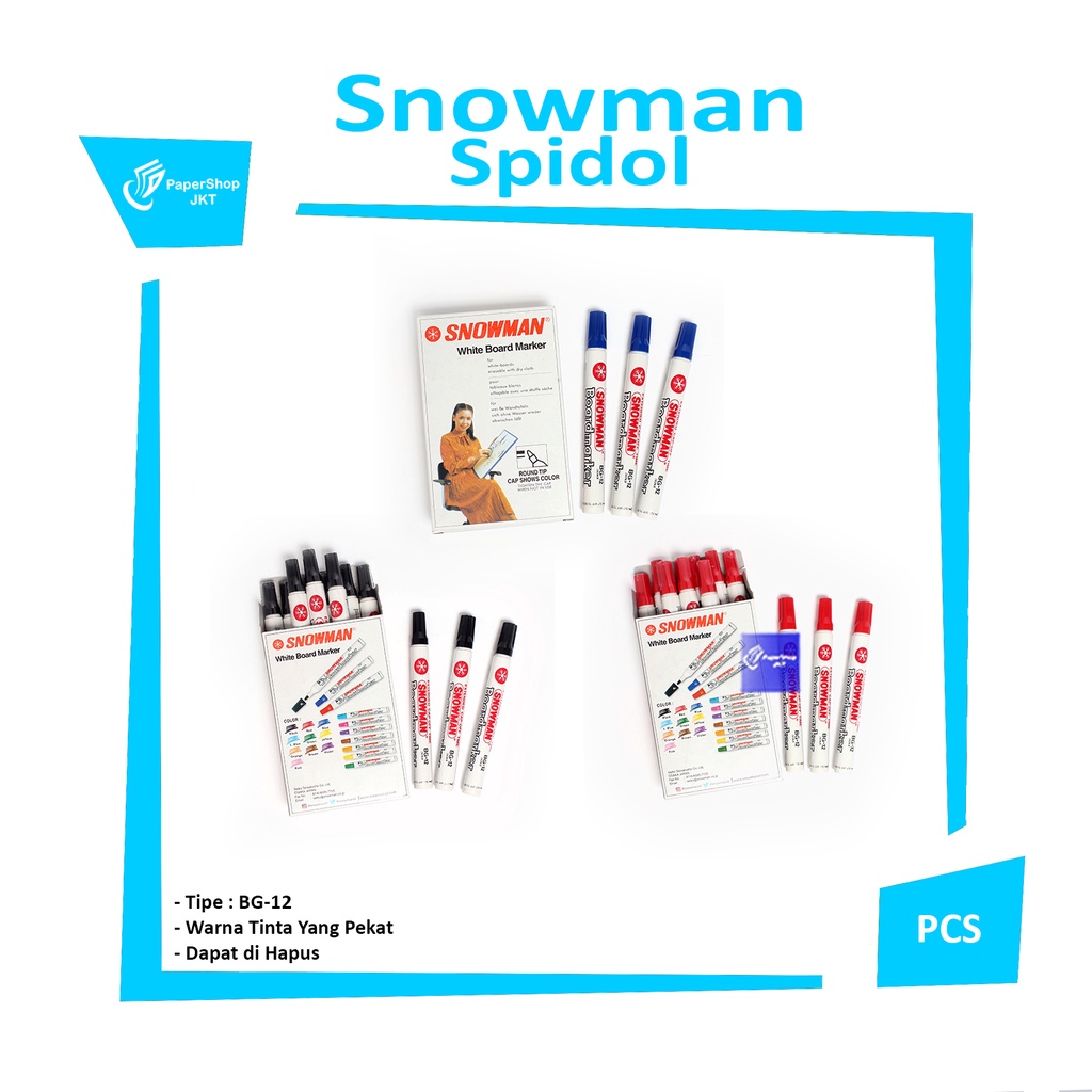 

SNOWMAN - Spidol Whiteboard Marker BG12 - Pcs