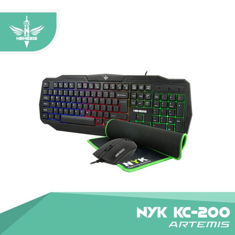 Keyboard Mouse Mousepad NYK Combo Kit Artemis KC-200 NYK KC200