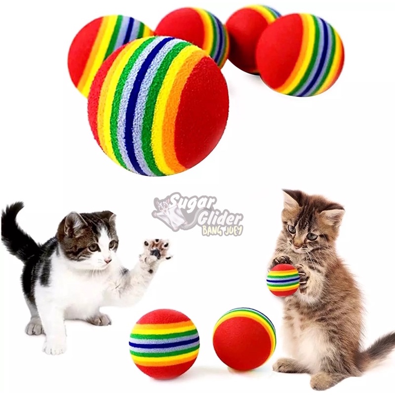 MAINAN RAINBOW BALL Bola Kucing Kitten Anjing Dog Toys Cat Mainan Gigitan Kucing Burung Hamster