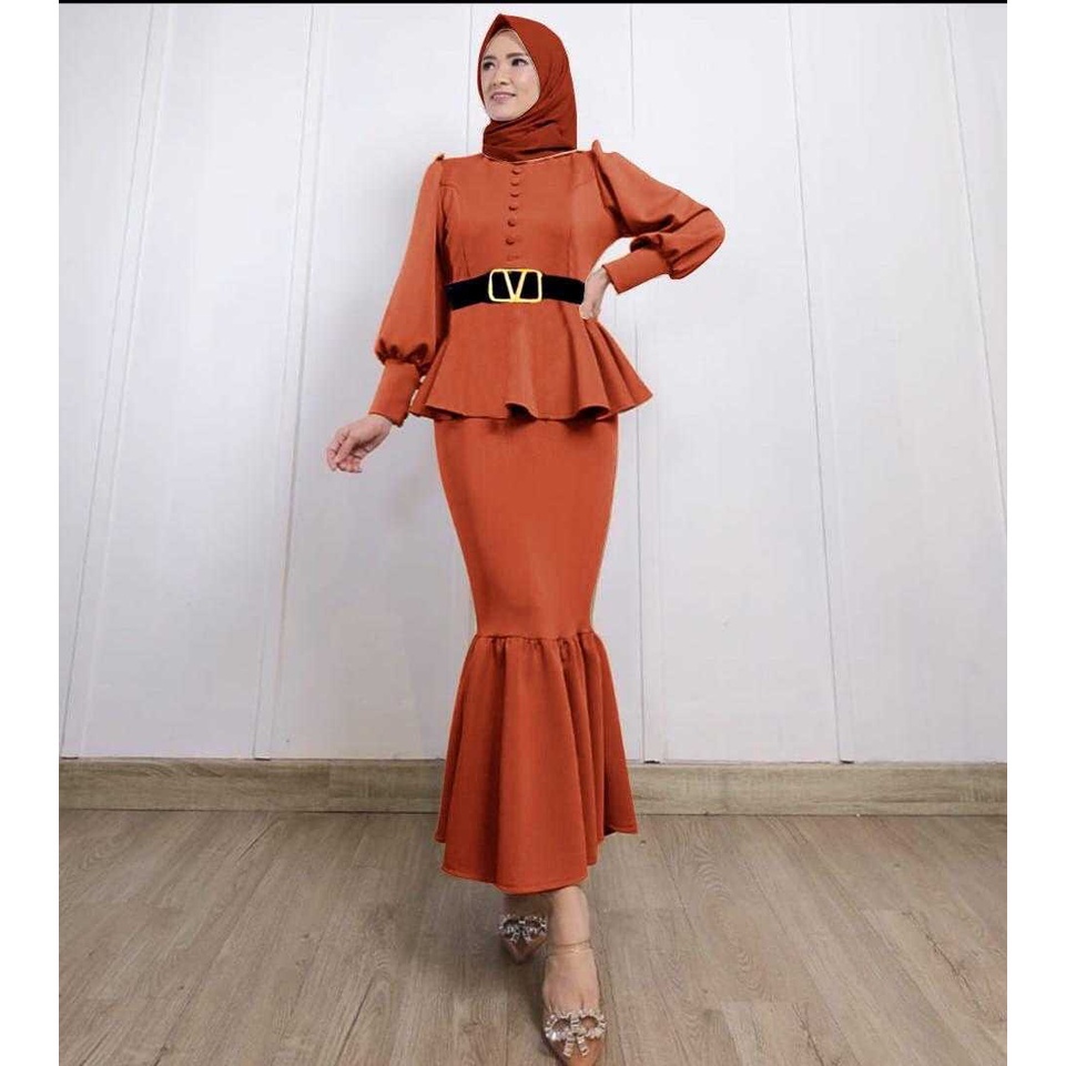 Gamis Jumbo Verlita Set Rok Baju Muslimah Wanita Gamis Idul Adha Terlaris 2022 VERLITA SET ROK DRESS