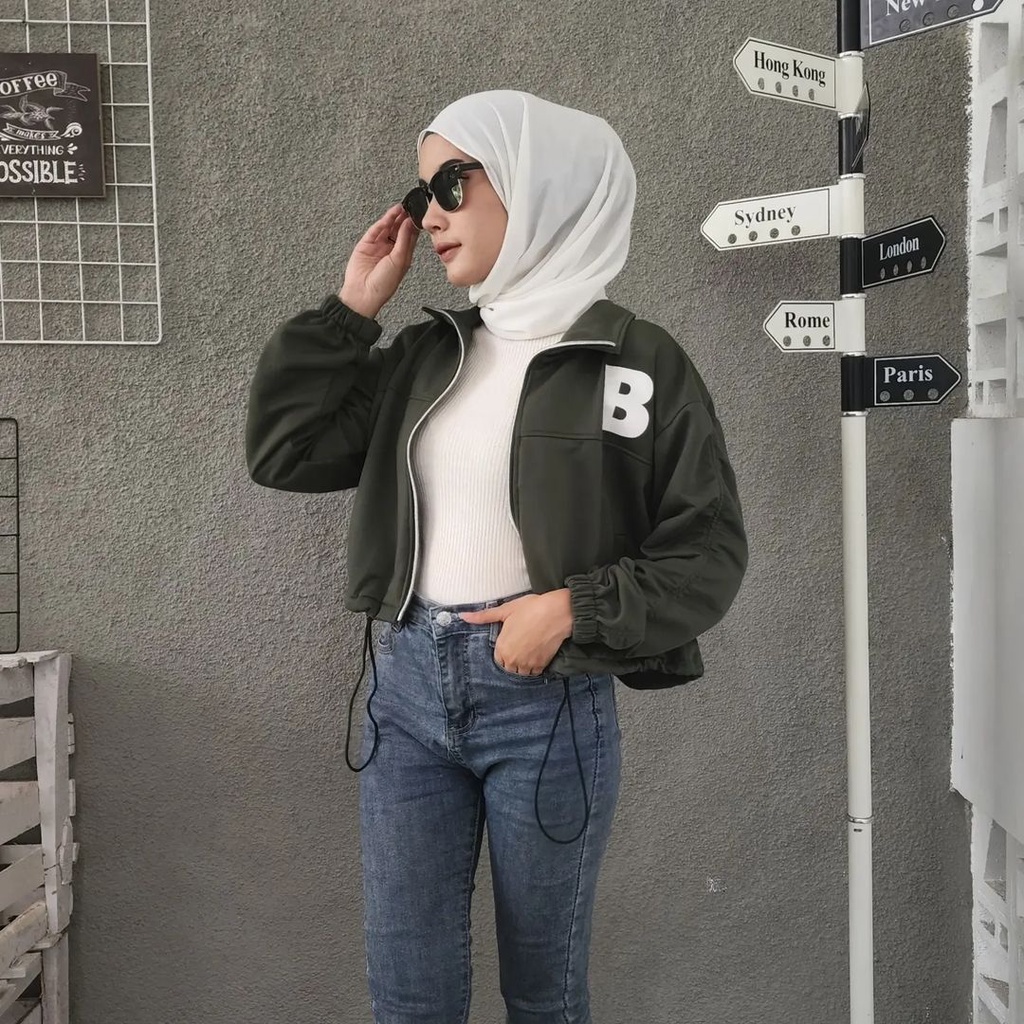 B CROOPE SERUT Sweater Jacket Wanita Ala Korean Stylish Casual OOTD Terkini Bahan FLEECE