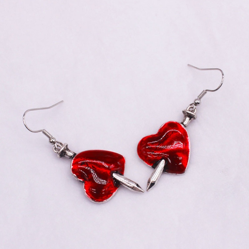 SIY  Goth Dark Sword Drop Earrings Wounded Heart Red Oil Drip Halloween Party Earrings for Women Fashion Jewelry Gifts