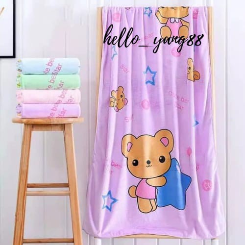 Handuk Mandi Dewasa Microfiber 60X120cm 70x140cm Handuk Anak Bayi motif BEAR Import Murah