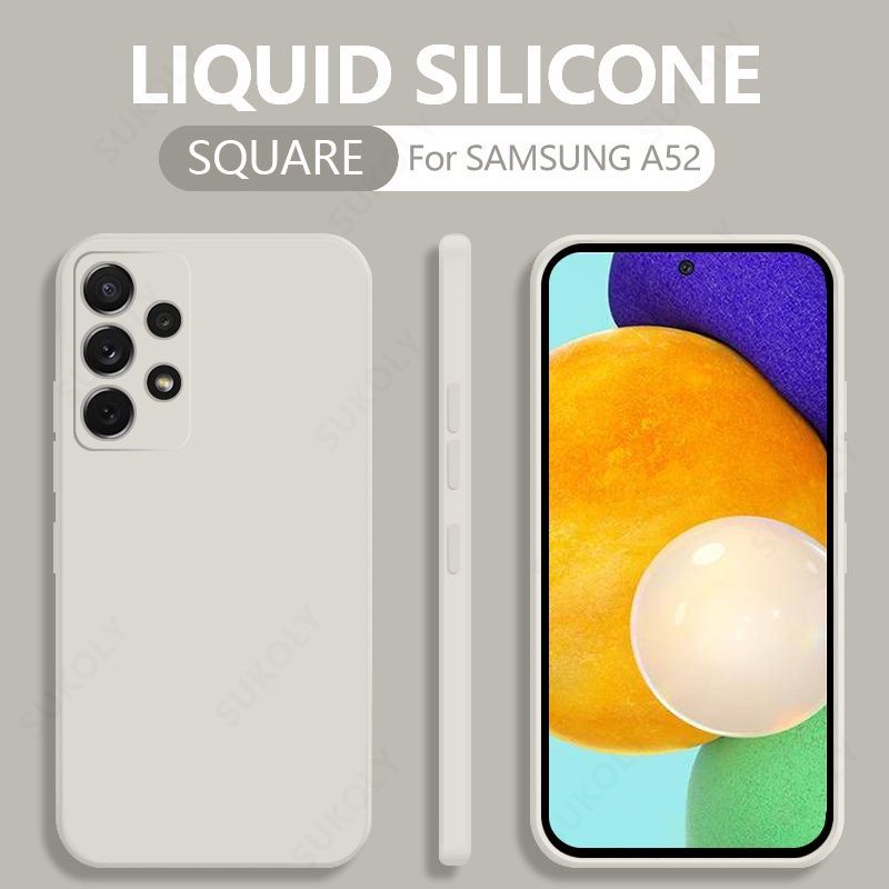 BARA 2 | Soft Case Samsung Galaxy A Series A51 A52 A53 A71 A72 A73 4G/5G Casing Square Liquid Silicone-White