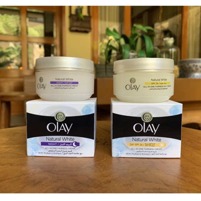 Olay natural white cream/ day cream spf 24  dan night cream( olay arab)