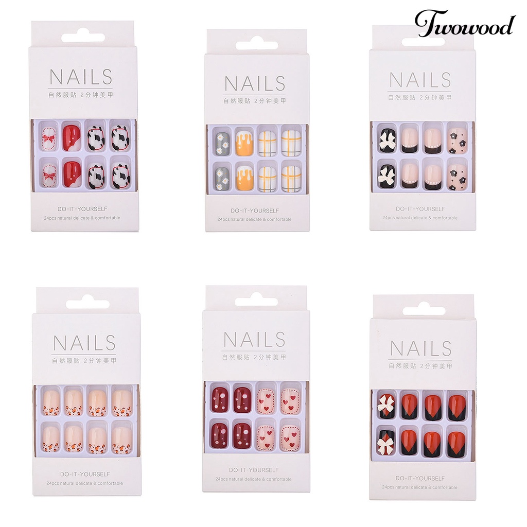 Twowood 1 Set Kuku Palsu Bahan Resin Untuk Nail Art