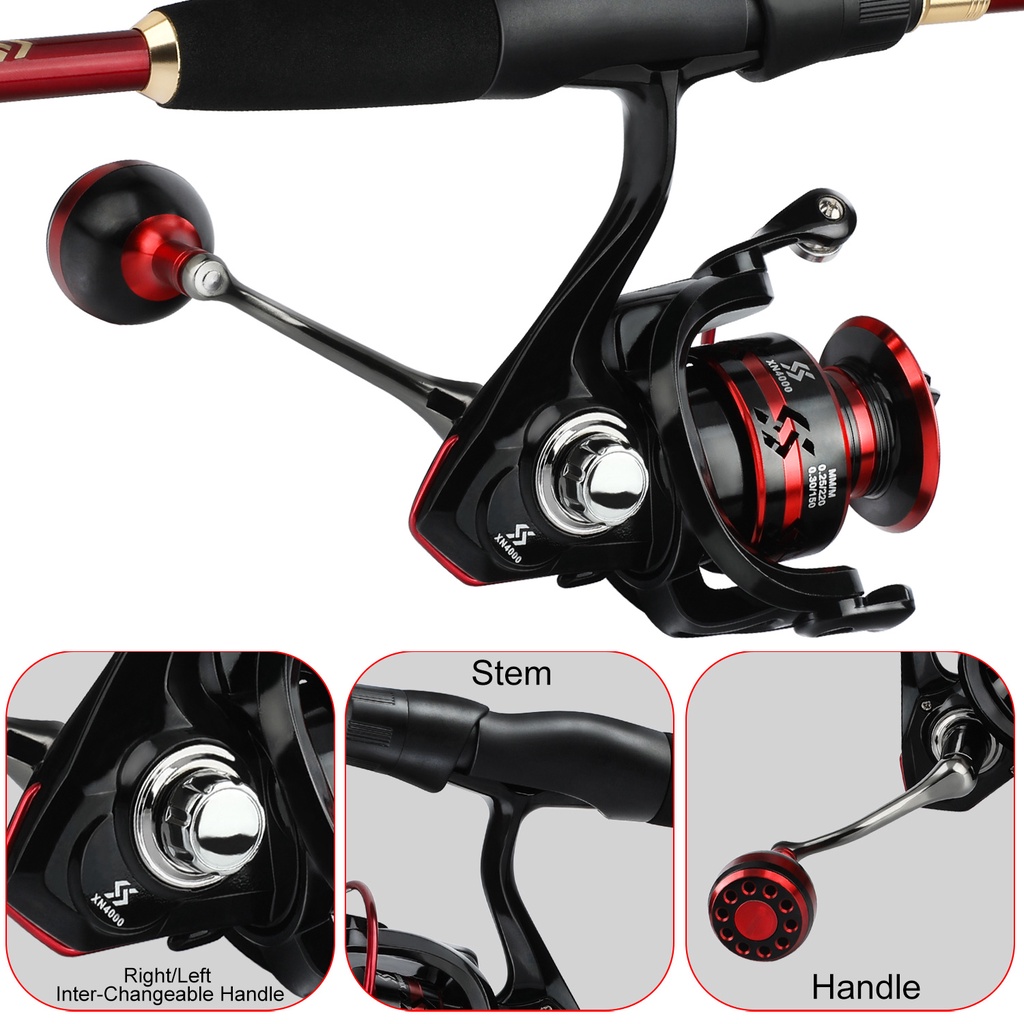 Sougayialng Joran Pancing Set 1.8M-2.1M  Merah Warna Joran Pancing Teleskopik Dengan Bahan Serat Karbon Fishing Rod Gulungan Memancing Dengan 5.0:1GR 13BB Dan Umpan Pancing Senar Pancing Free  KOMPLIT Untuk Pemula dan Anak-anak