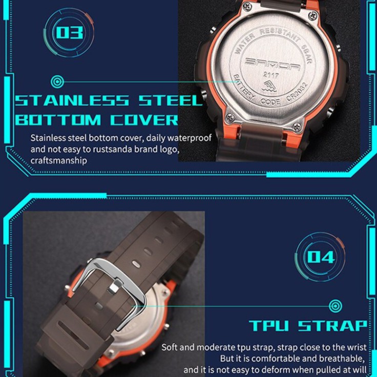 SANDA 2117 Jam Tangan Pria Digital Luminous Tali Rubber Shockproof Anti Air WATCHKITE WKOS