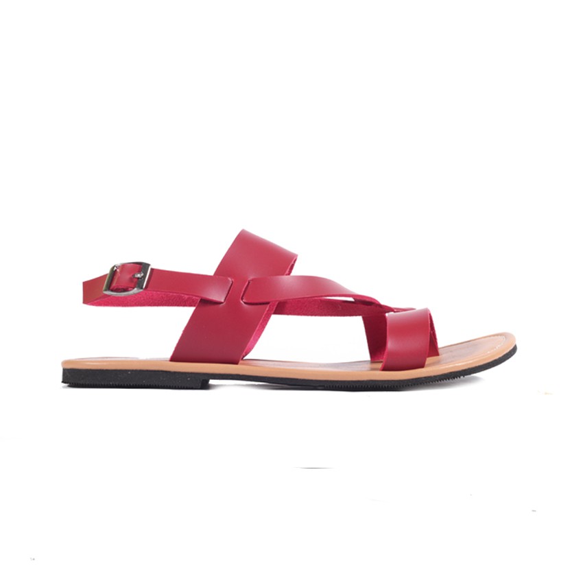 HIMEKA RED |FORIND x Lvnatica| Sendal Gunung Ori Tali Kulit Simpel Kayu Wanita/Women Sandal Footwear