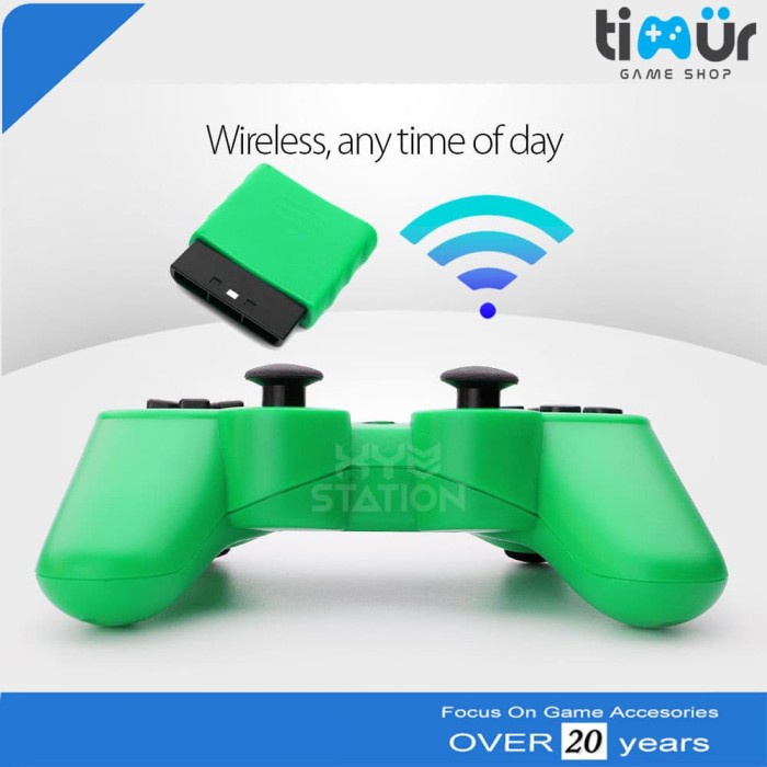 Stik Stick PS2 Wireless Ori Original Pabrik Warna Hijau ORIGINAL Original original