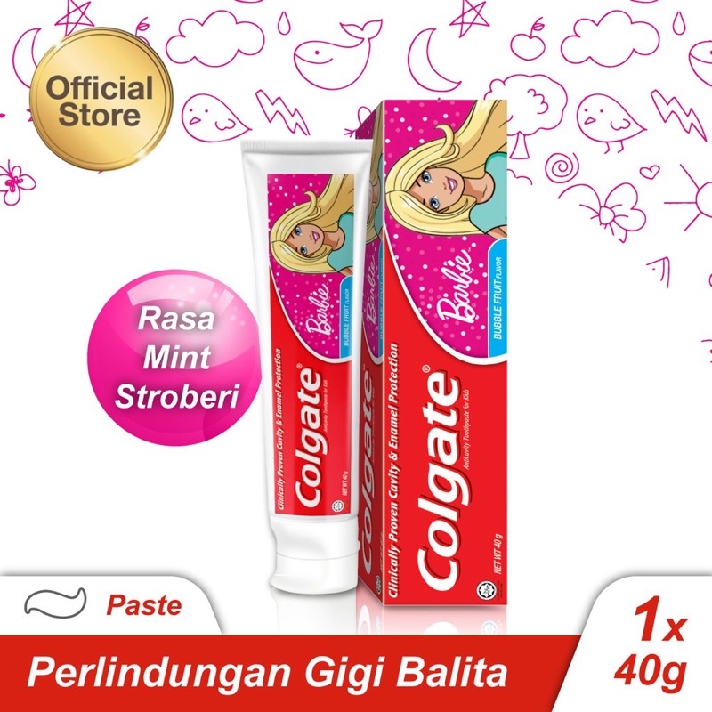 Colgate Toothpaste Kids 40gr Minion Barbie Pasta Gigi Anak Odol Anak Floride Mencegah Gigi Berlubang