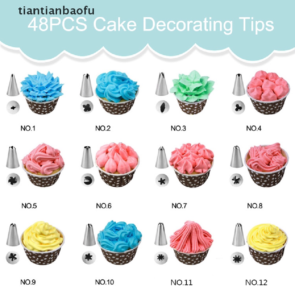 24 / 36 / 48pcs / Set Kotak Alat Nozzle Icing Piping Bahan Stainless Steel Untuk Dekorasi Kue